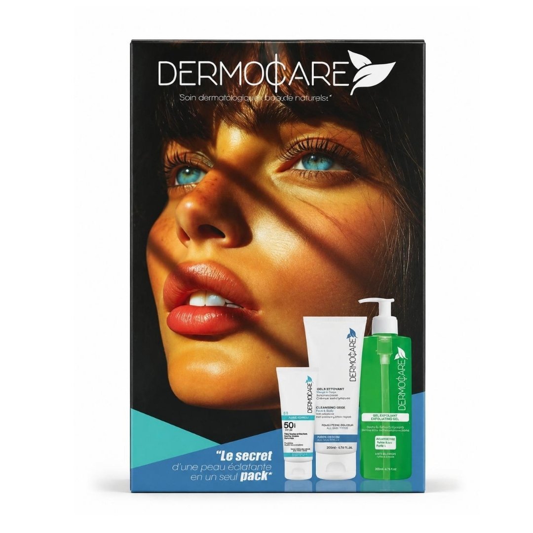Dermocare Ecran Fluide + Creme Gommante + Gel Nettoyante 200ml PACK Maroc