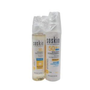 Soskin Ecran Solaire Spray Spf50 150ml+Huile Solaire Spf30 100ml Pack Maroc