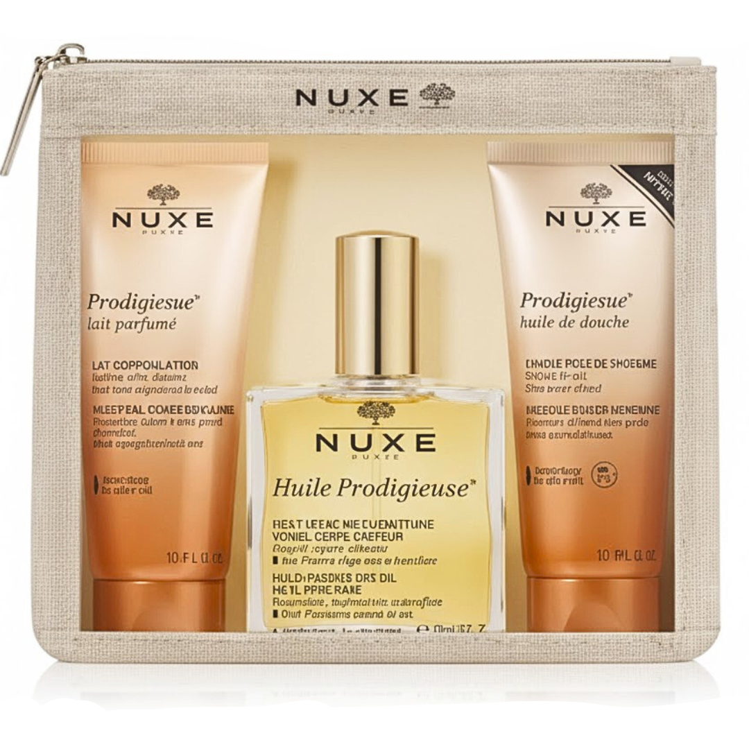 Nuxe Prodigieux Trousse Huile Douche+Huile Seche 100ml+Lait Parfum Maroc