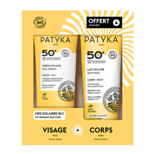 Patyka Creme Solaire Visage Spf50+Lait Solaire Corps Spf50 Coffret Maroc