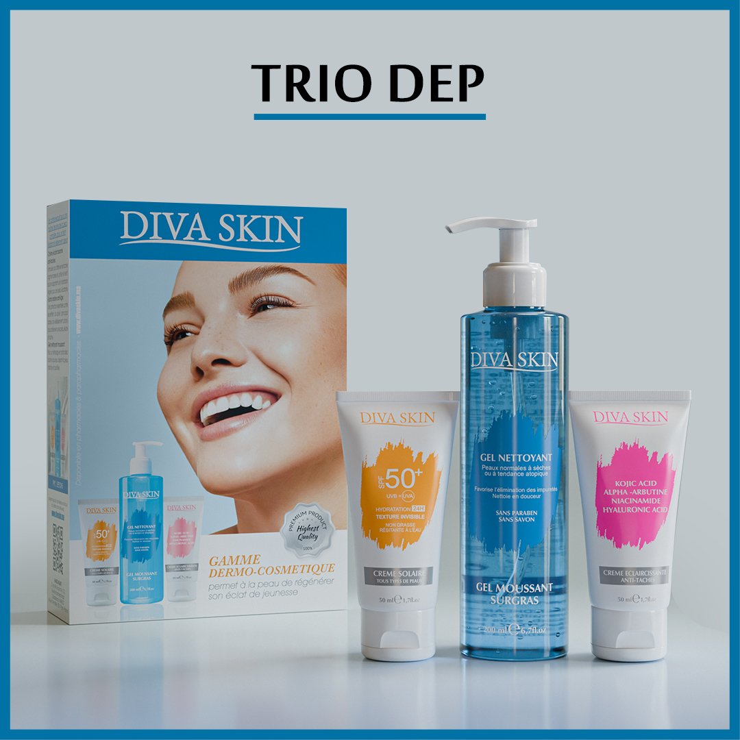 Diva Skin Pack Anti-Taches – Crème + Gel Nettoyant + Écran Invisible Maroc