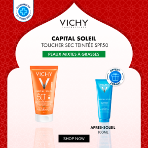 Vichy Capital soleil creme Anti Brillance Teinté + Apres Soleil 100ml Pack Maroc