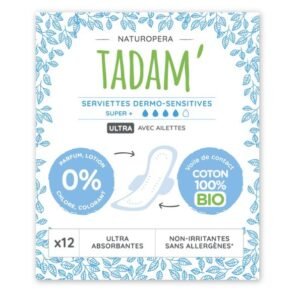 Tadam Serviette Ultra Coton Bio Super+ 12un Maroc