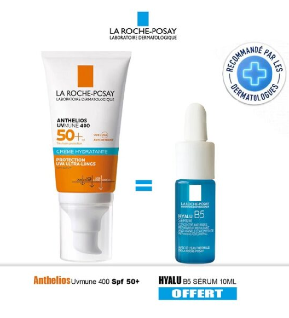 La Roche-Posay La Roche Posay Anthelios Creme Fondante UVMUNE 400 50ml+ Hyalu B5 Mini Offerte Maroc