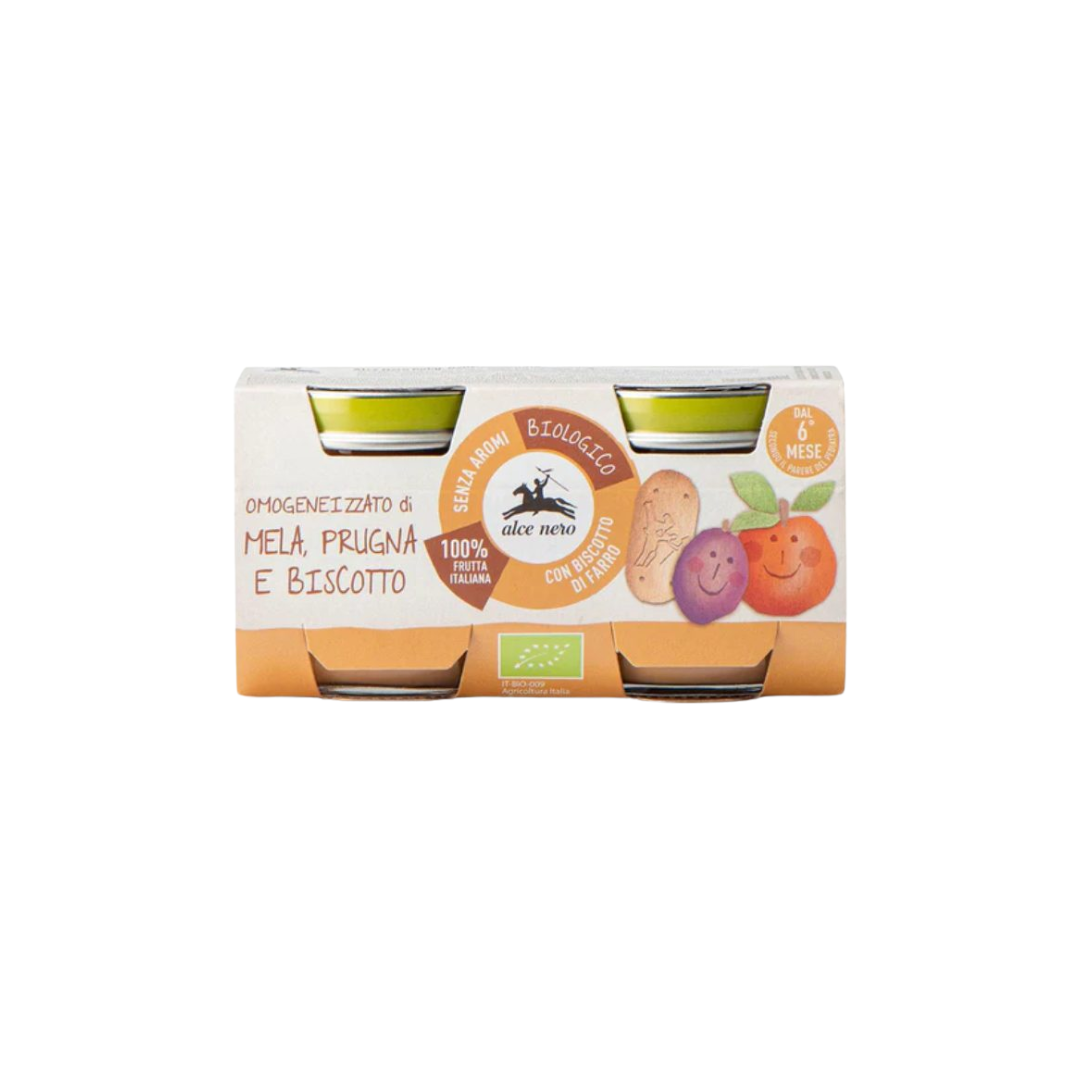 Alce Nero PETIT POT MIX PUREE DE POMMES PRUNES ET BISCUITS BIO 160 G 2X 80 G Maroc