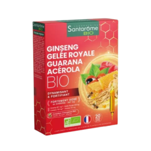 Santarome Ginseng Gelée Royale Guarana Acérola Bio 20 Ampoules Maroc