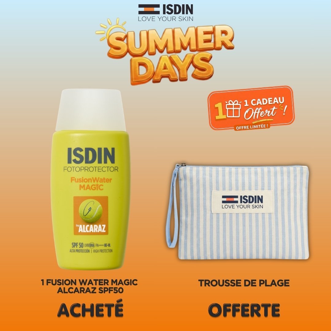 Isdin Photoprotector Fusion Water Magic d’Alcaraz SPF 50 = Trousse Offerte Maroc