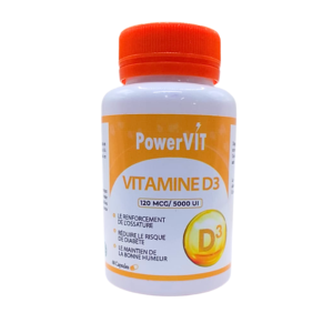PowerVIT Vitamine D3 5000UI 60 Capsules Maroc