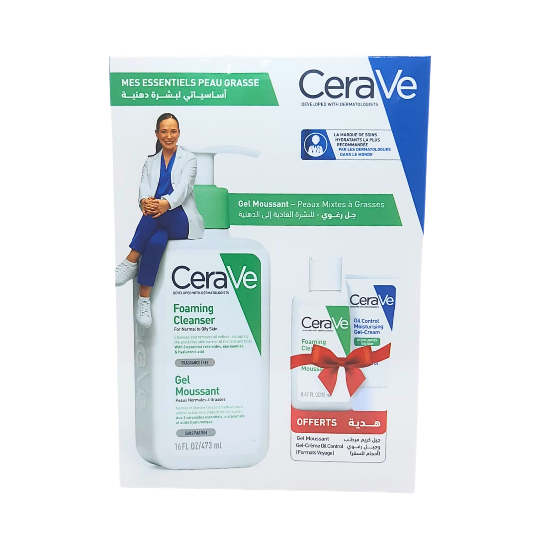 CeraVe Gel Moussant 473ml + Gel Crème et Mini Formats Offerts Maroc