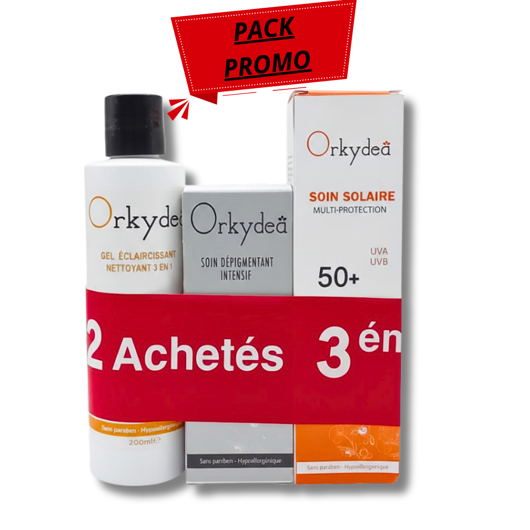 Orkydea Gel Nettoyant + Écran Solaire + Soin Anti-Taches Pack Maroc