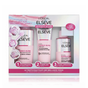 Elseve L’Oreal Paris Elseve Glycolic Gloss Shampoing + Demelant + Soin Lamination Pack Maroc