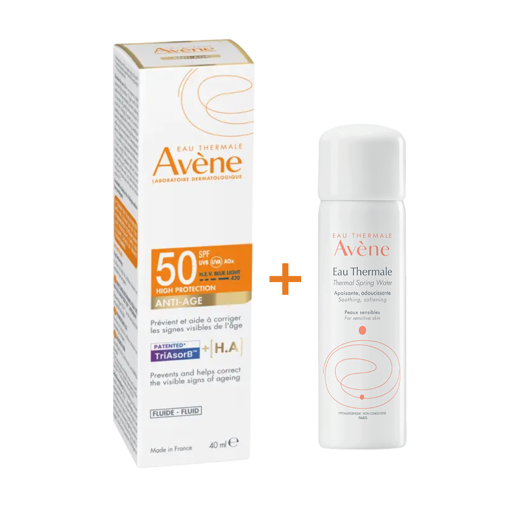 Eau Thermale Avène Ecran Anti-Age THP spf50+ 50ml = Eau thermale Offerte Maroc