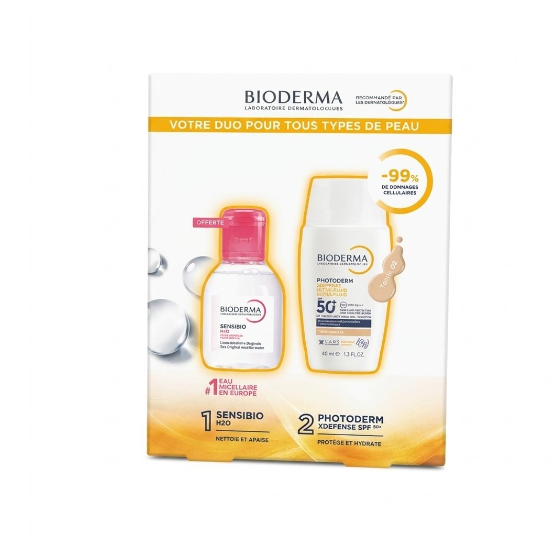 Bioderma Photoderm Xdefense Ultra Fluide Max Teinte 02 + Sensibio H2O 100ml Pack Maroc