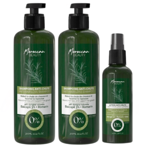 Moroccan Beauty Deux Shampoing Anti-Chute 300ml+Lotion 100ml Pack Famille Maroc