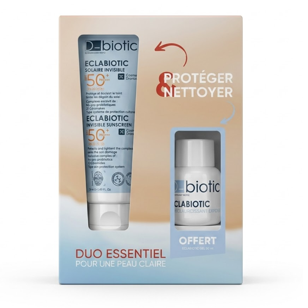 D-biotic Eclabiotic Solaire Invisible+Mini Gel Eclaircissant offert Maroc