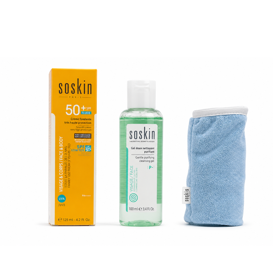 Soskin Ecran Fluide Adultes & Enfants 125ml + Gel 100ml + Serviette Pack Maroc