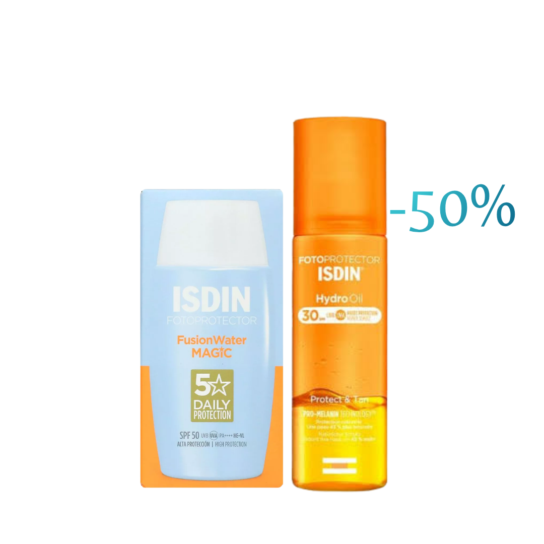 Isdin Fotoprotector Fusion Water Magic 50ml+Hydro Oil 200ml -50% Pack Maroc