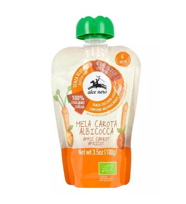Alce Nero PUREE DE POMME CAROTTE ET ABRICOT 100G Maroc