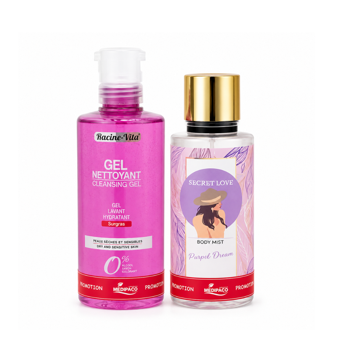 Racine-vita Racine Vita Gel Nettoyant Peaux Sèches 420ml+Secret Love Purple Dream Pack Maroc