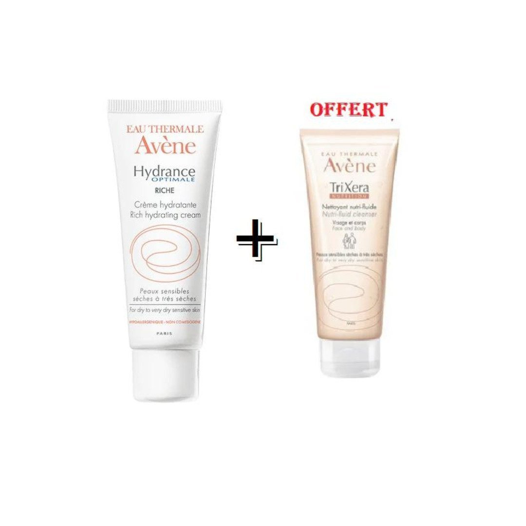 Eau Thermale Avene Hydrance Uv Riche Creme Hydratant 40ml+Avene Trixera Nettoyant Pack Maroc